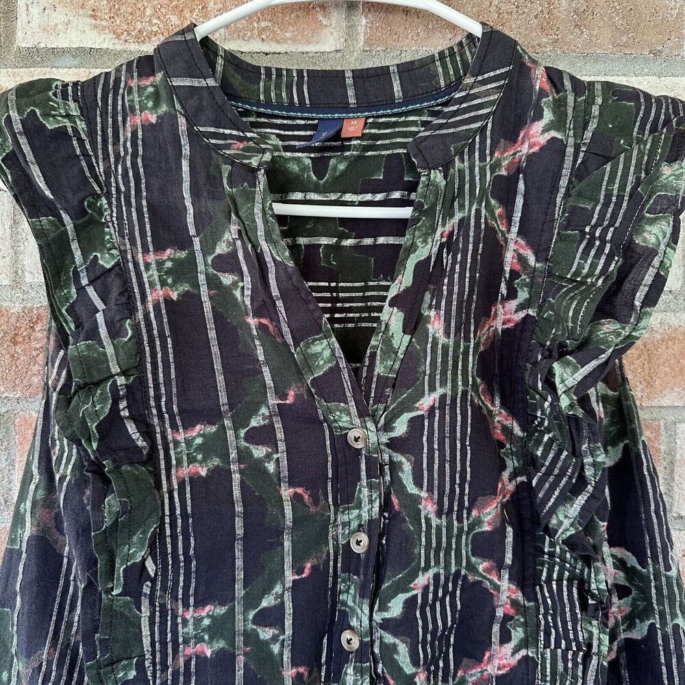 Pilcro Anthropologie Button Down Sleeveless Ruffle Blouse XS - Picture 5 of 10
